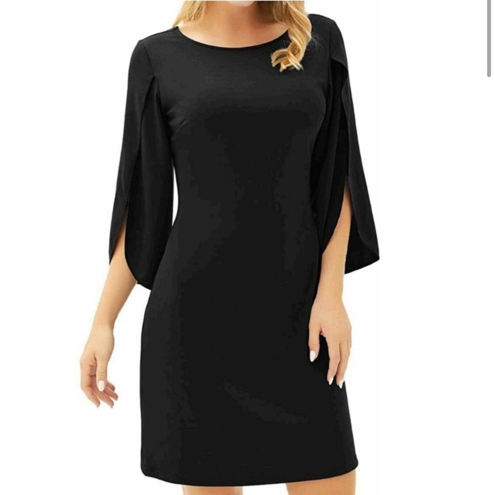 NWT GRACE KARIN Black Split Sleeve Cocktail Dress Plus 2X